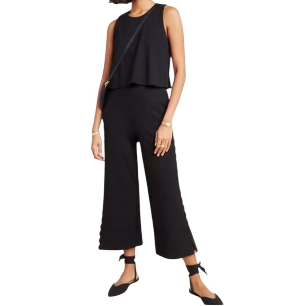 Anthropologie Essential "Freya" Black Scallop Detail Popover Jumpsuit 6